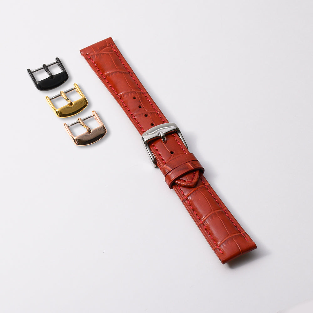 本牛革 レッド 【18mm】 誕生日プレゼントの為にプレミアムギフトウォッチ
