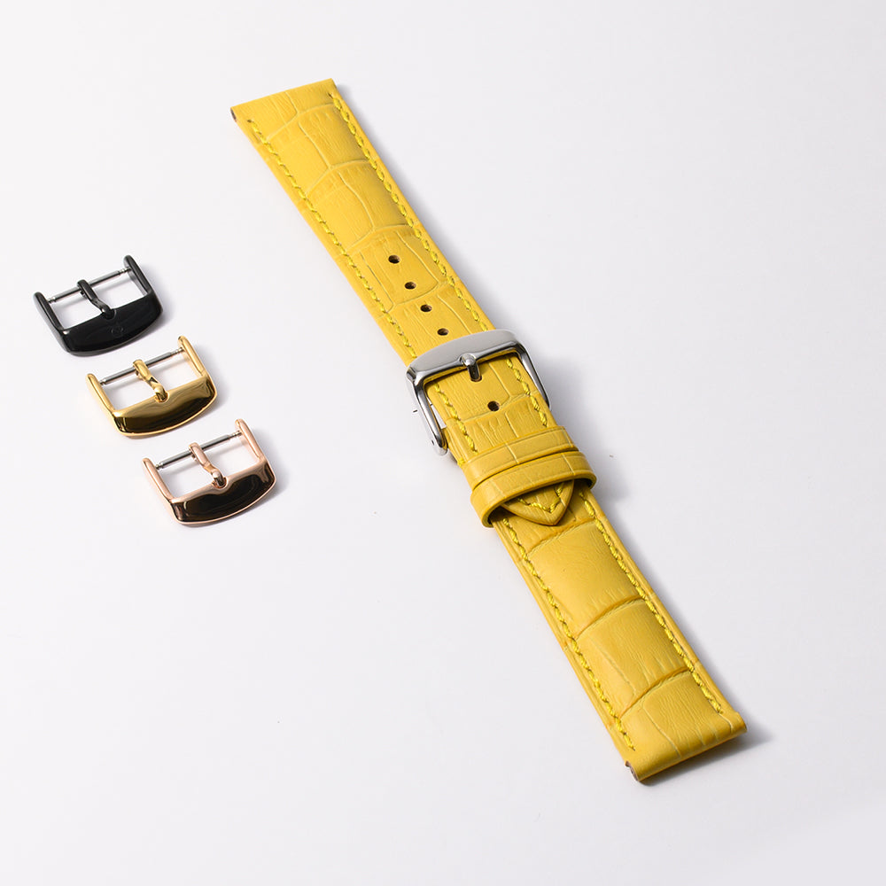 本牛革 イエロー 【20mm】 誕生日プレゼントの為にプレミアムギフトウォッチ