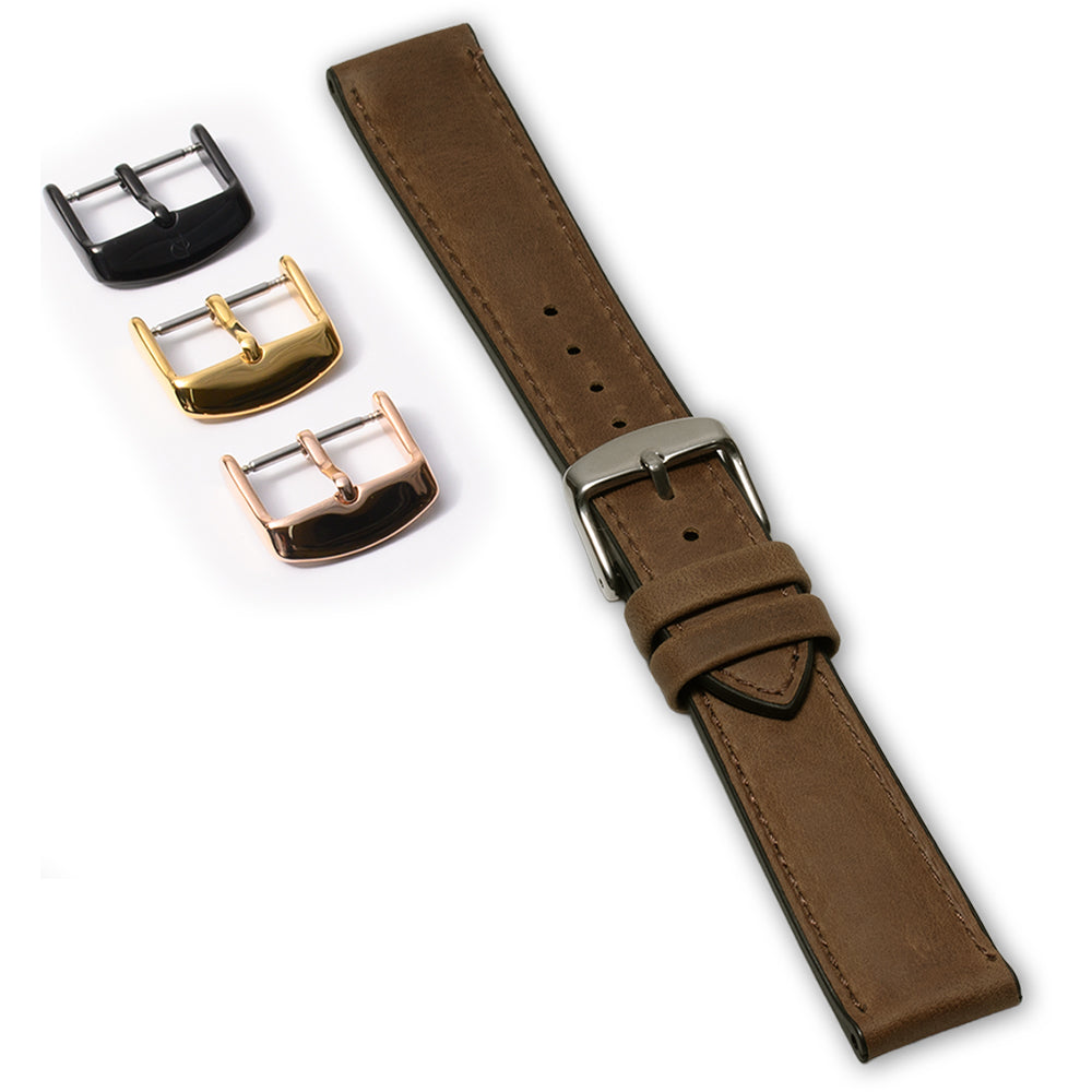 クレイジーホースレザー(牛革)×裏ラバー仕立て ブラウン 【20mm】 誕生日プレゼントの為にプレミアムギフトウォッチ