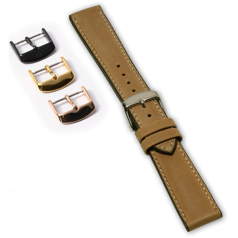 クレイジーホースレザー(牛革)×裏ラバー仕立て キャメル 【20mm】 誕生日プレゼントの為にプレミアムギフトウォッチ