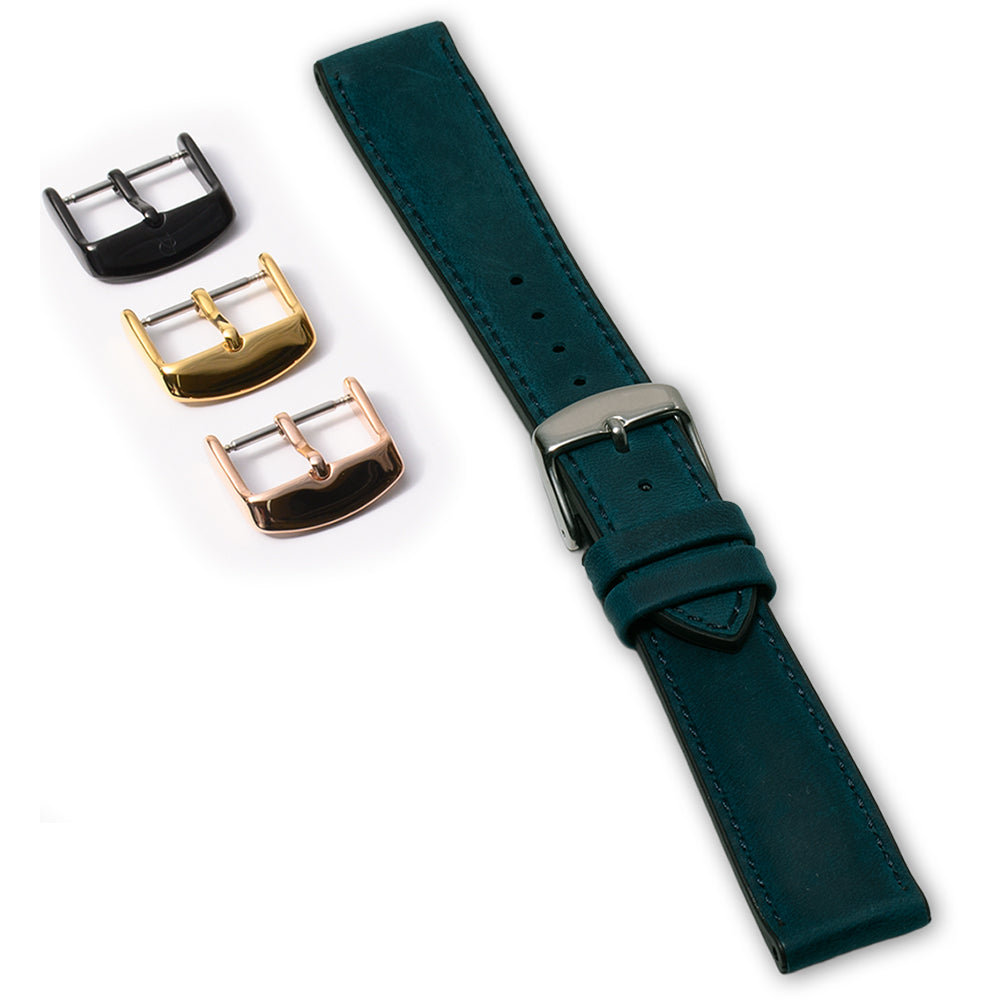 クレイジーホースレザー(牛革)×裏ラバー仕立て ブルー 【20mm】 誕生日プレゼントの為にプレミアムギフトウォッチ