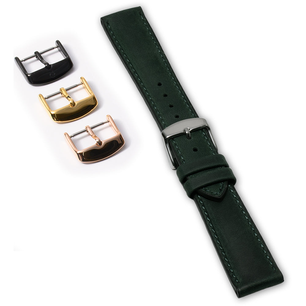クレイジーホースレザー(牛革)×裏ラバー仕立て グリーン 【20mm】 誕生日プレゼントの為にプレミアムギフトウォッチ