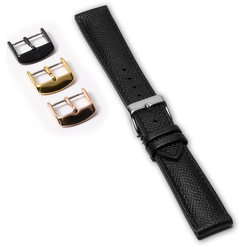 エンボスレザー×裏ラバー仕立て ブラック 【20mm】 誕生日プレゼントの為にプレミアムギフトウォッチ
