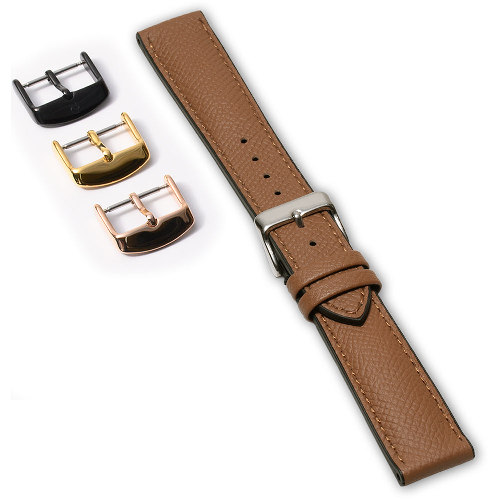 エンボスレザー×裏ラバー仕立て ブラウン 【20mm】 誕生日プレゼントの為にプレミアムギフトウォッチ