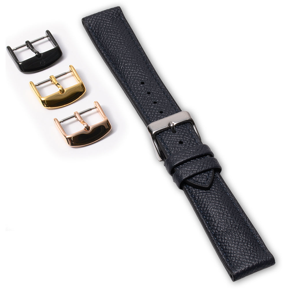 エンボスレザー×裏ラバー仕立て ネイビー 【20mm】 誕生日プレゼントの為にプレミアムギフトウォッチ