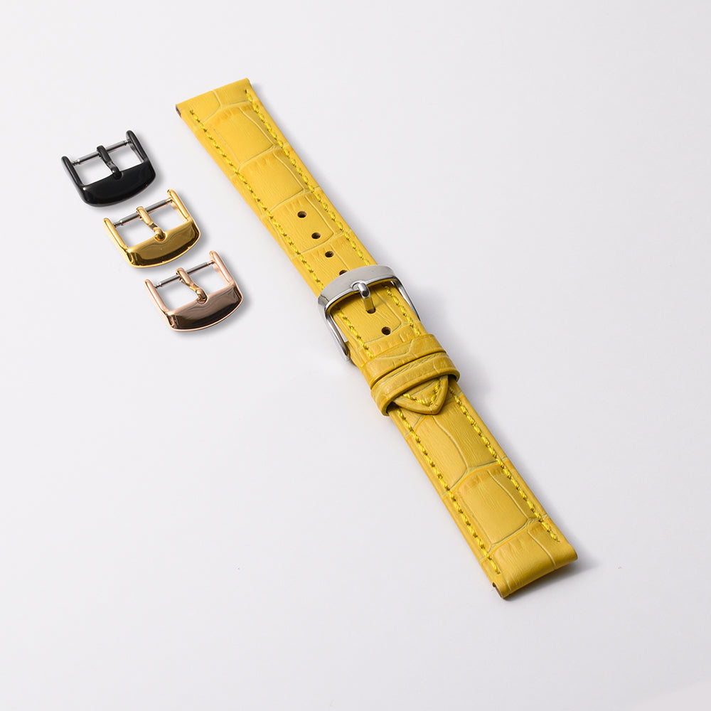本牛革　イエロー 【18mm】　誕生日プレゼントの為にプレミアムギフトウォッチ