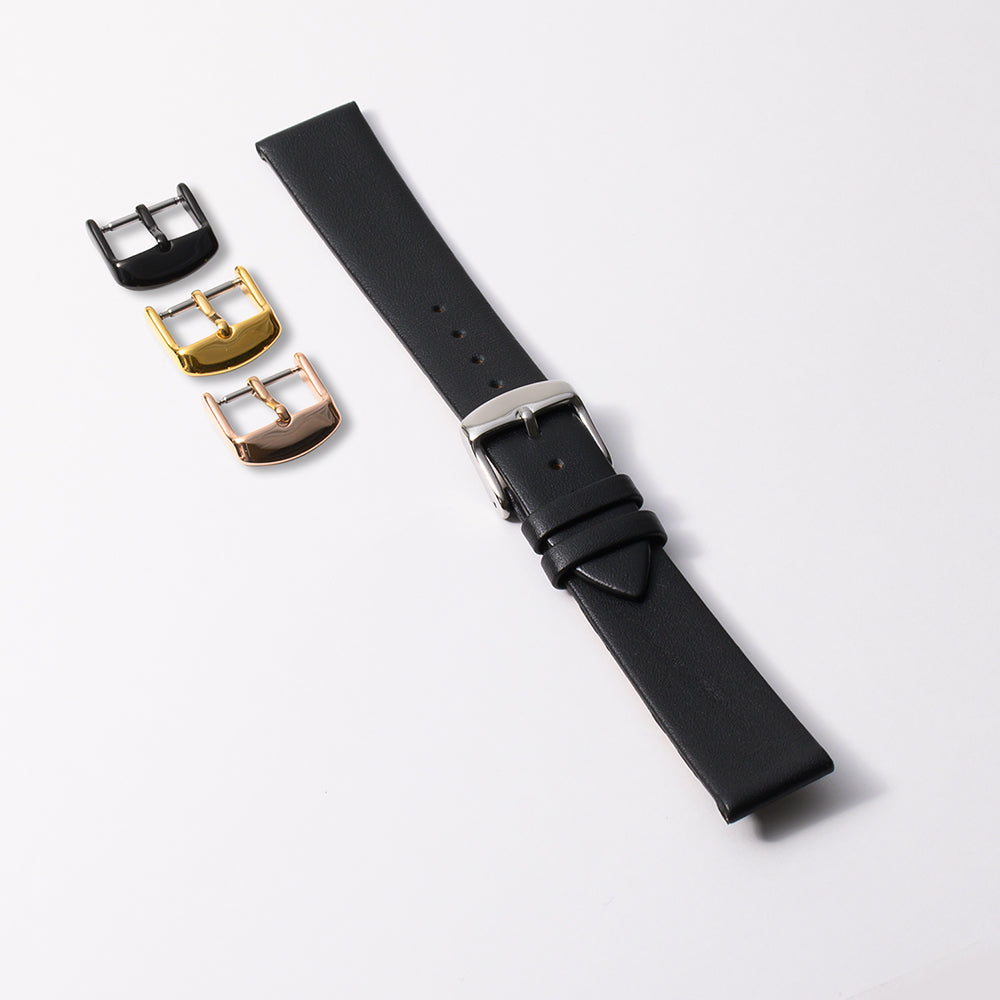 本牛革スリム　マットブラック 【18mm】　誕生日プレゼントの為にプレミアムギフトウォッチ