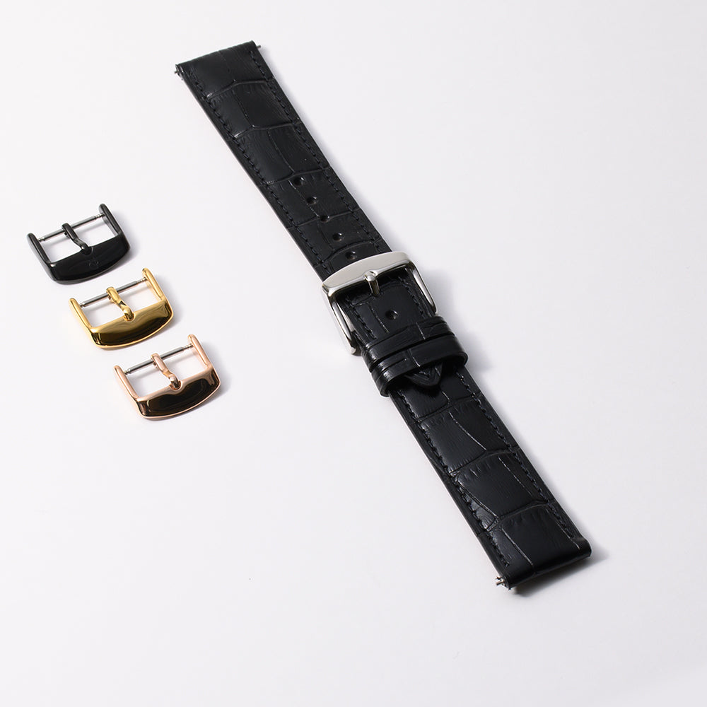 本牛革　レザーブラック 【20mm】　誕生日プレゼントの為にプレミアムギフトウォッチ