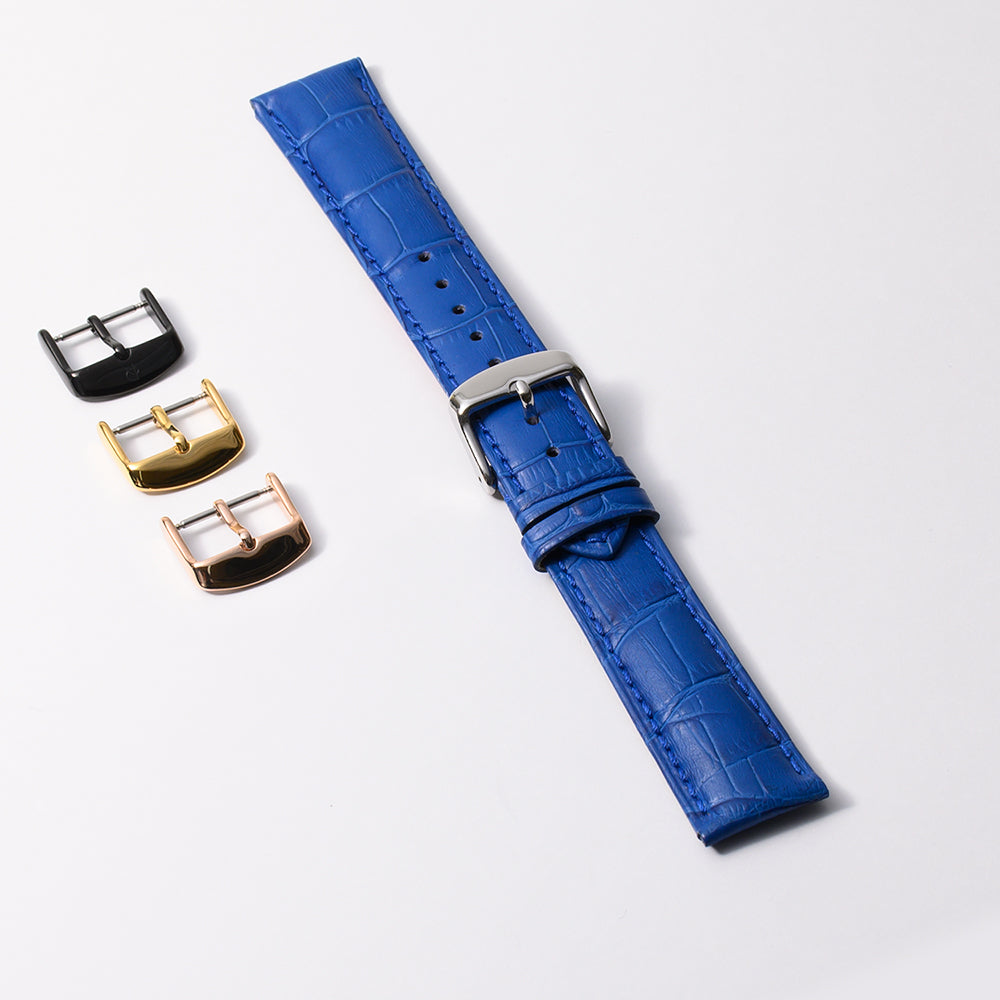 本牛革　ブルー 【20mm】　誕生日プレゼントの為にプレミアムギフトウォッチ