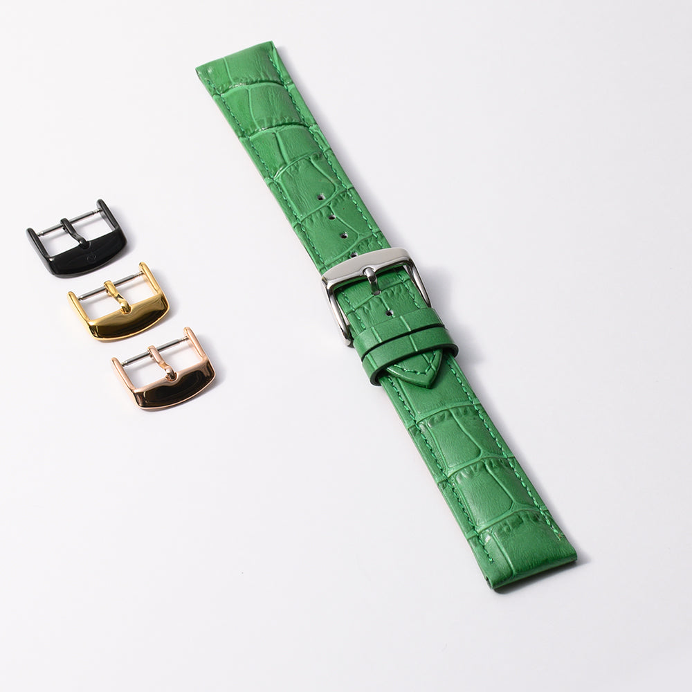 本牛革　グリーン 【20mm】　誕生日プレゼントの為にプレミアムギフトウォッチ
