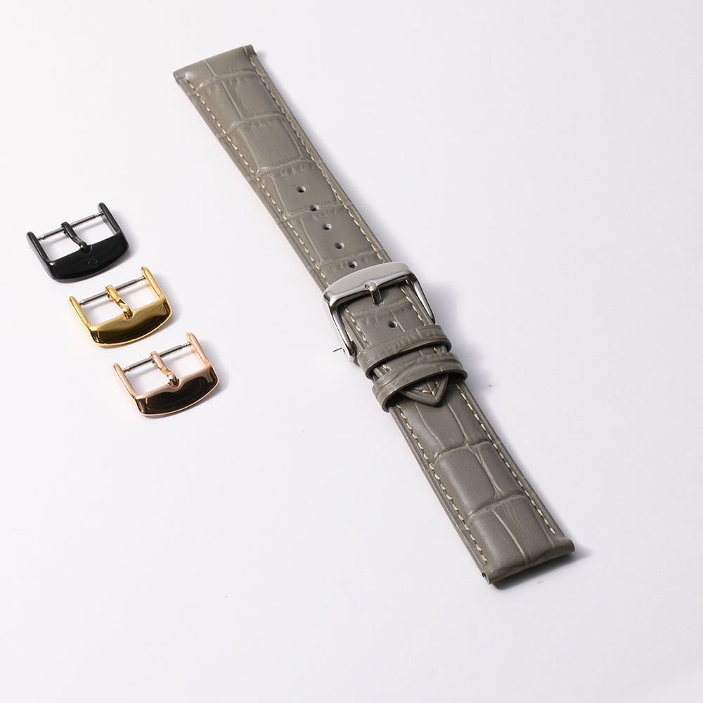 本牛革　グレー 【20mm】　誕生日プレゼントの為にプレミアムギフトウォッチ