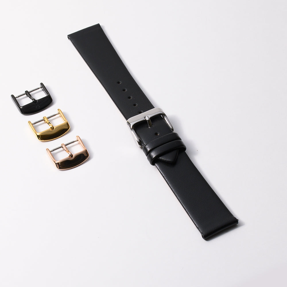 本牛革スリム　マットブラック 【20mm】　誕生日プレゼントの為にプレミアムギフトウォッチ