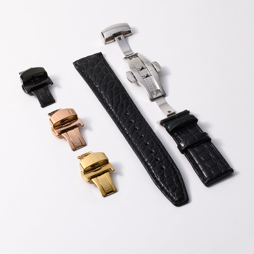 クロコダイルレザー　ブラック 【20mm】　誕生日プレゼントの為にプレミアムギフトウォッチ