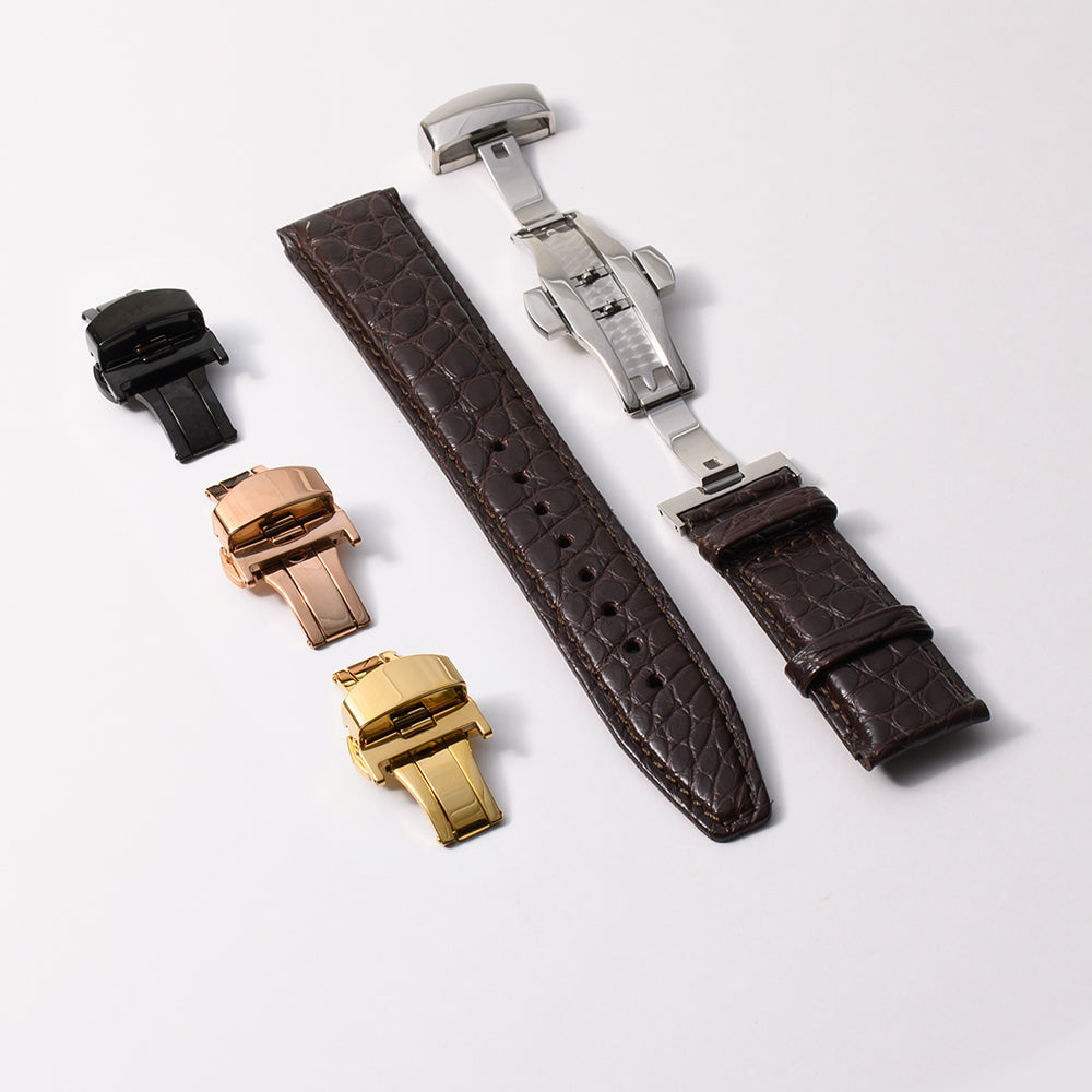 クロコダイルレザー　ダークブラウン 【20mm】　誕生日プレゼントの為にプレミアムギフトウォッチ