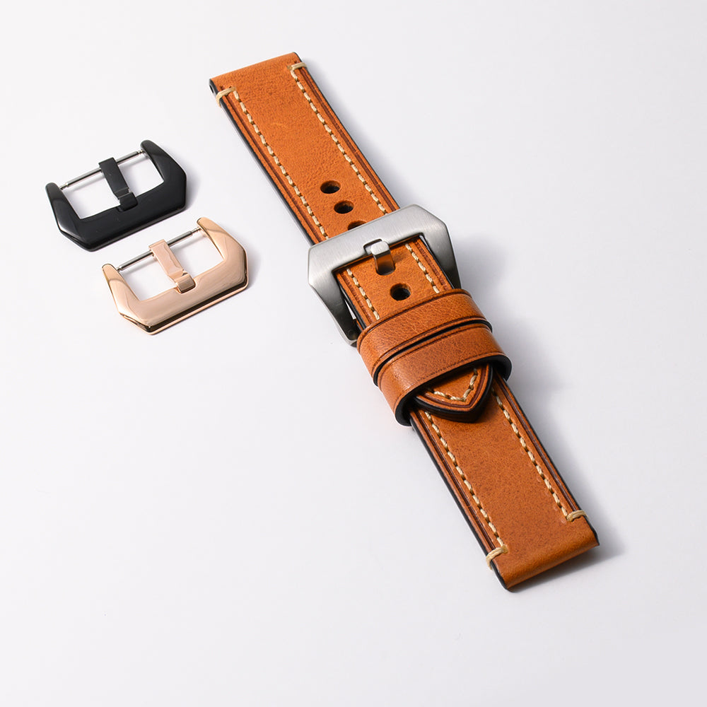本牛革　オレンジ　ホワイトステッチ 【22mm】　誕生日プレゼントの為にプレミアムギフトウォッチ