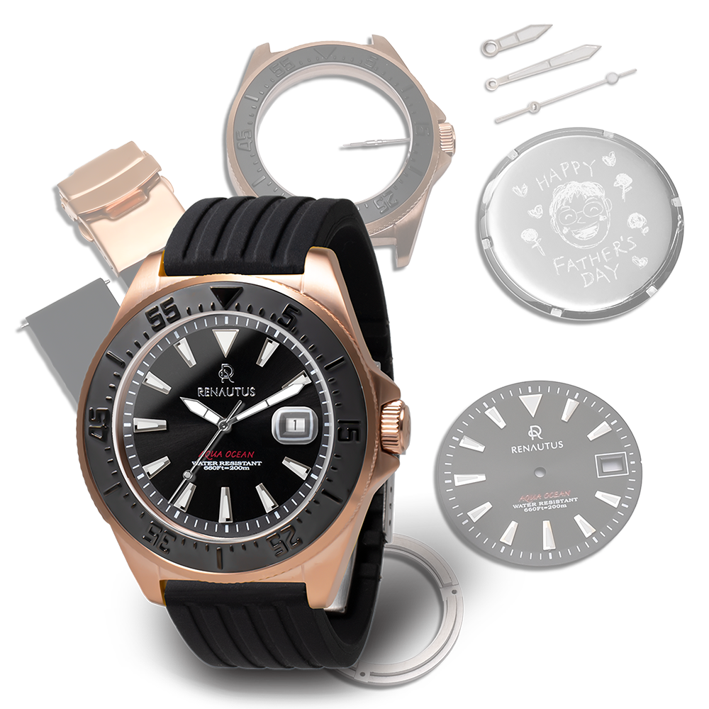 カスタムオーダー腕時計　アクアオーシャン　強化防水モデル（20ATM）　誕生日プレゼントの為にプレミアムギフトウォッチ